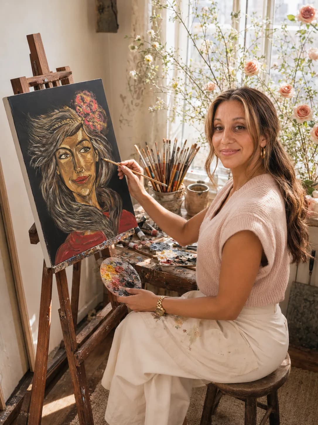 Van D.C. pintando en su taller